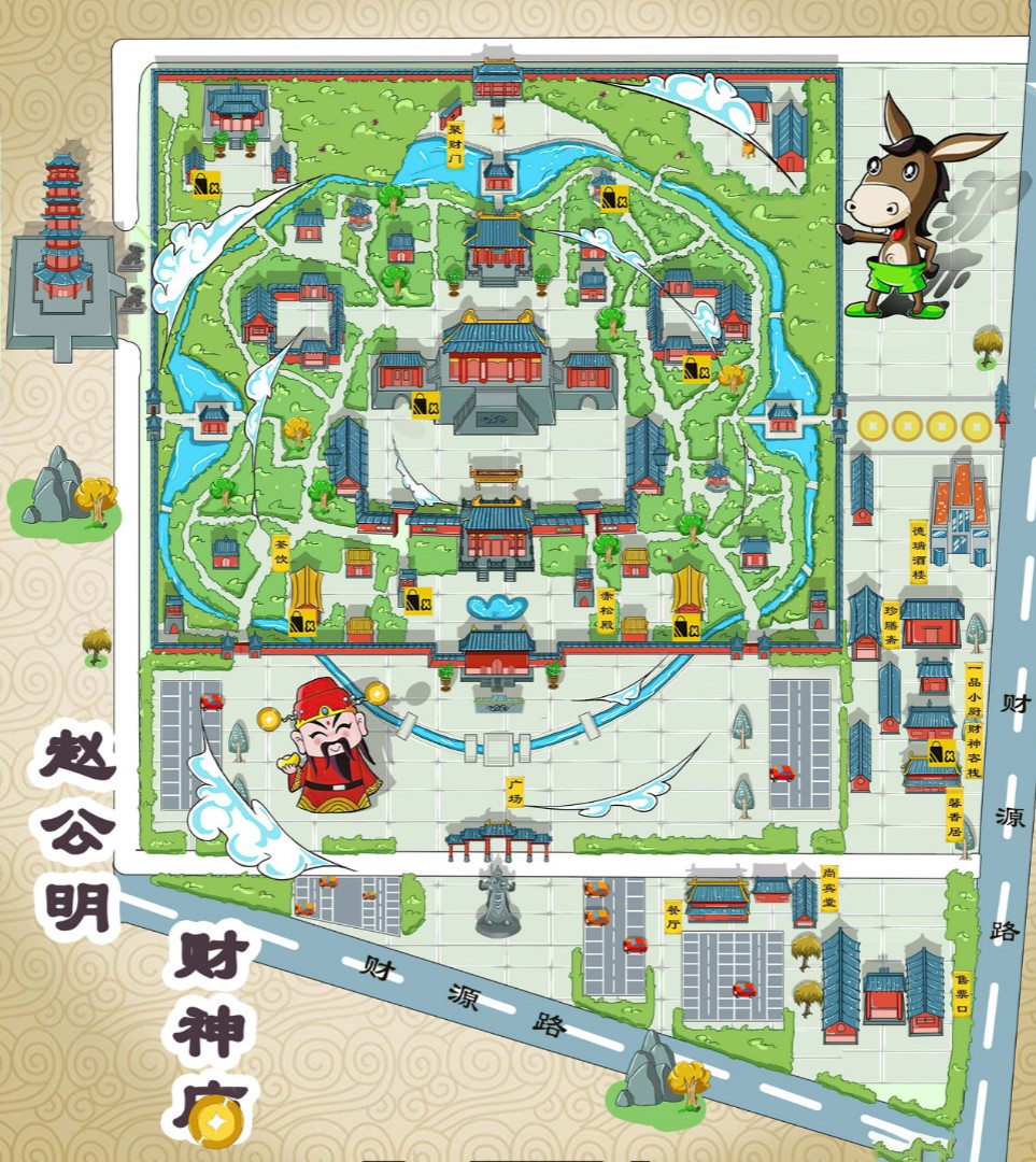 河南寺庙类手绘地图
